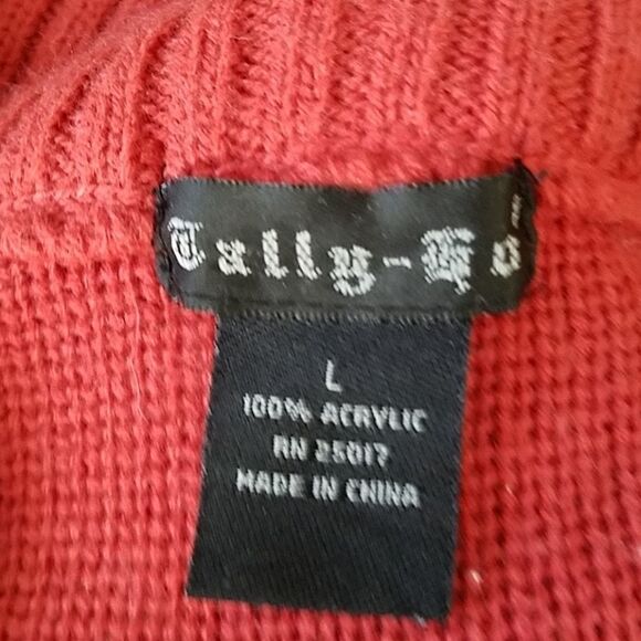 Tally Ho Red Full Zip Cardigan Sweater Jacket Women’s Size Large Casual Layering - Picture 3 of 3